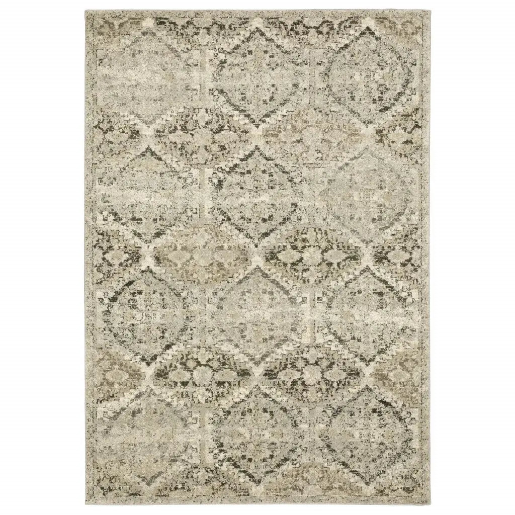 7' X 10' Ivory And Gray Floral Trellis Indoor Area Rug - Homeroots - Flyclothing LLC
