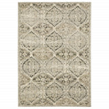 7' X 10' Ivory And Gray Floral Trellis Indoor Area Rug - Homeroots
