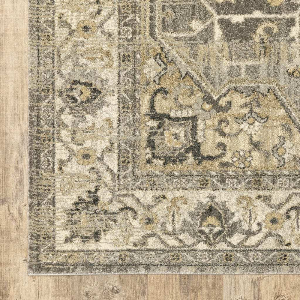 8' X 11' Beige And Gray Traditional Medallion Indoor Area Rug - Homeroots - Flyclothing LLC