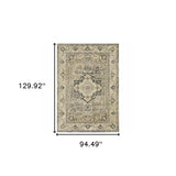 8' X 11' Beige And Gray Traditional Medallion Indoor Area Rug - Homeroots - Flyclothing LLC