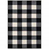10' X 13' Monochromatic Gingham Pattern Indoor Area Rug - Homeroots
