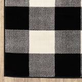 10' X 13' Monochromatic Gingham Pattern Indoor Area Rug - Homeroots
