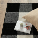 10' X 13' Monochromatic Gingham Pattern Indoor Area Rug - Homeroots