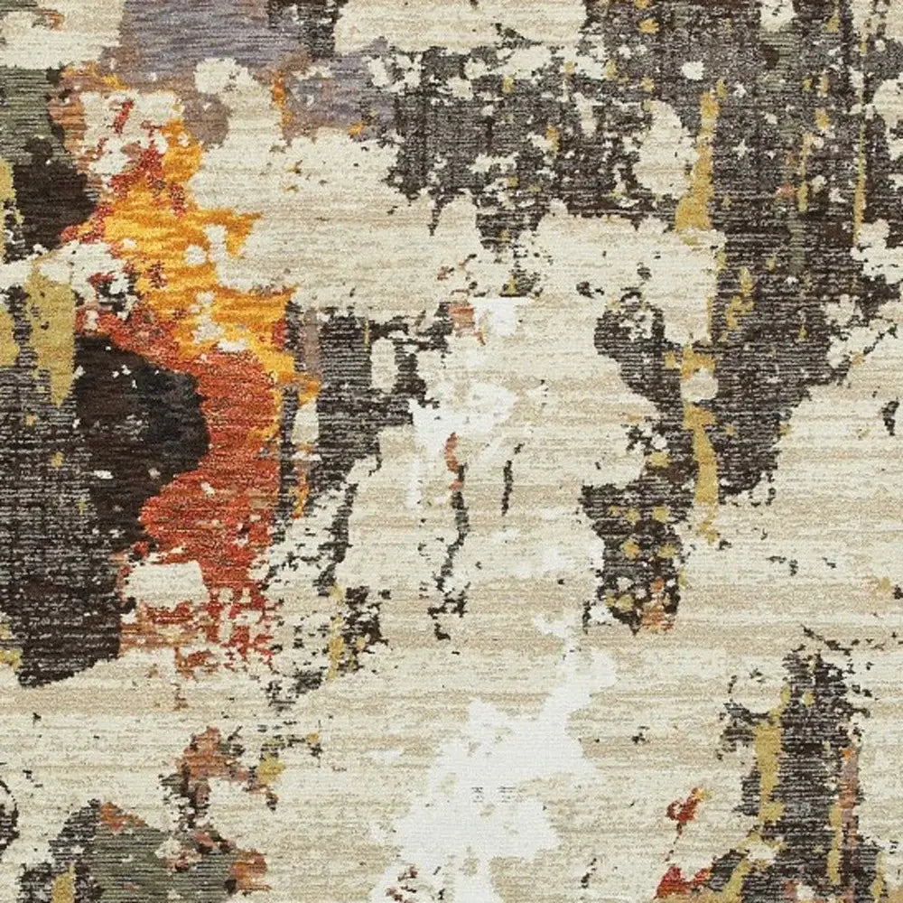 7' X 10' Beige and Black Power Loom Area Rug - Homeroots - Flyclothing LLC