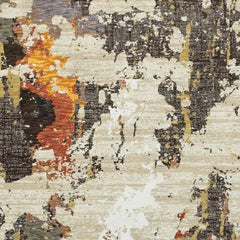7' X 10' Beige and Black Power Loom Area Rug - Homeroots