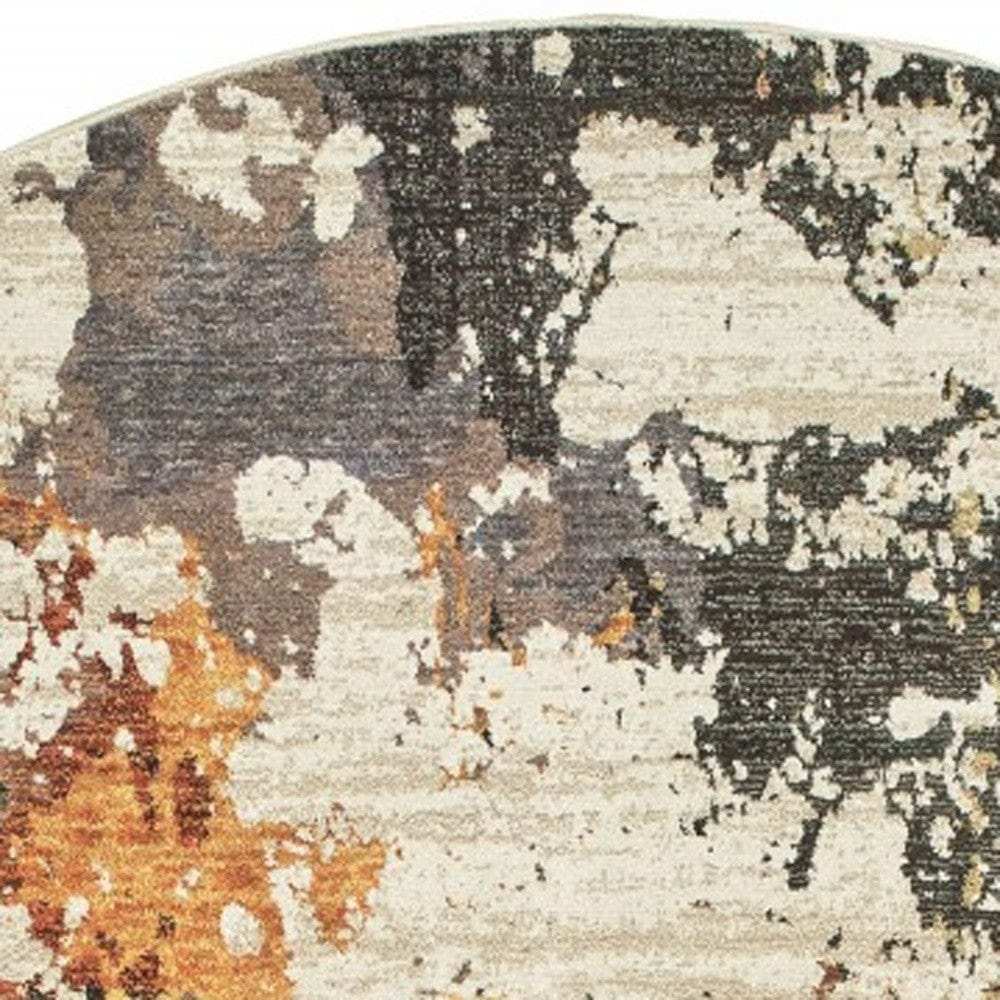 8' Beige and Black Round Power Loom Area Rug - Homeroots - Flyclothing LLC