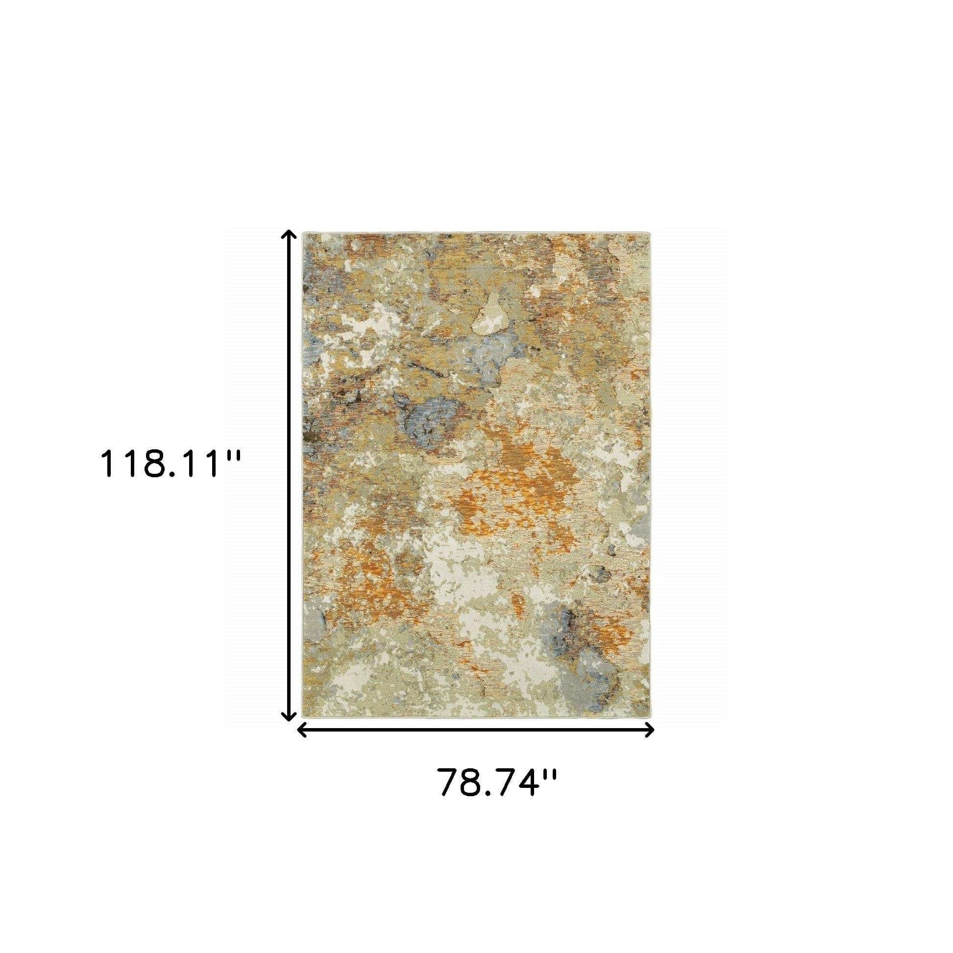 7' X 10' Gold and Ivory Power Loom Area Rug - Homeroots
