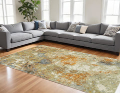7' X 10' Gold and Ivory Power Loom Area Rug - Homeroots