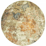 8' Gold and Ivory Round Power Loom Area Rug - Homeroots - Flyclothing LLC