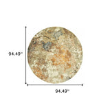 8' Gold and Ivory Round Power Loom Area Rug - Homeroots - Flyclothing LLC