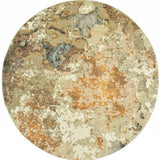 8' Gold and Ivory Round Power Loom Area Rug - Homeroots - Flyclothing LLC
