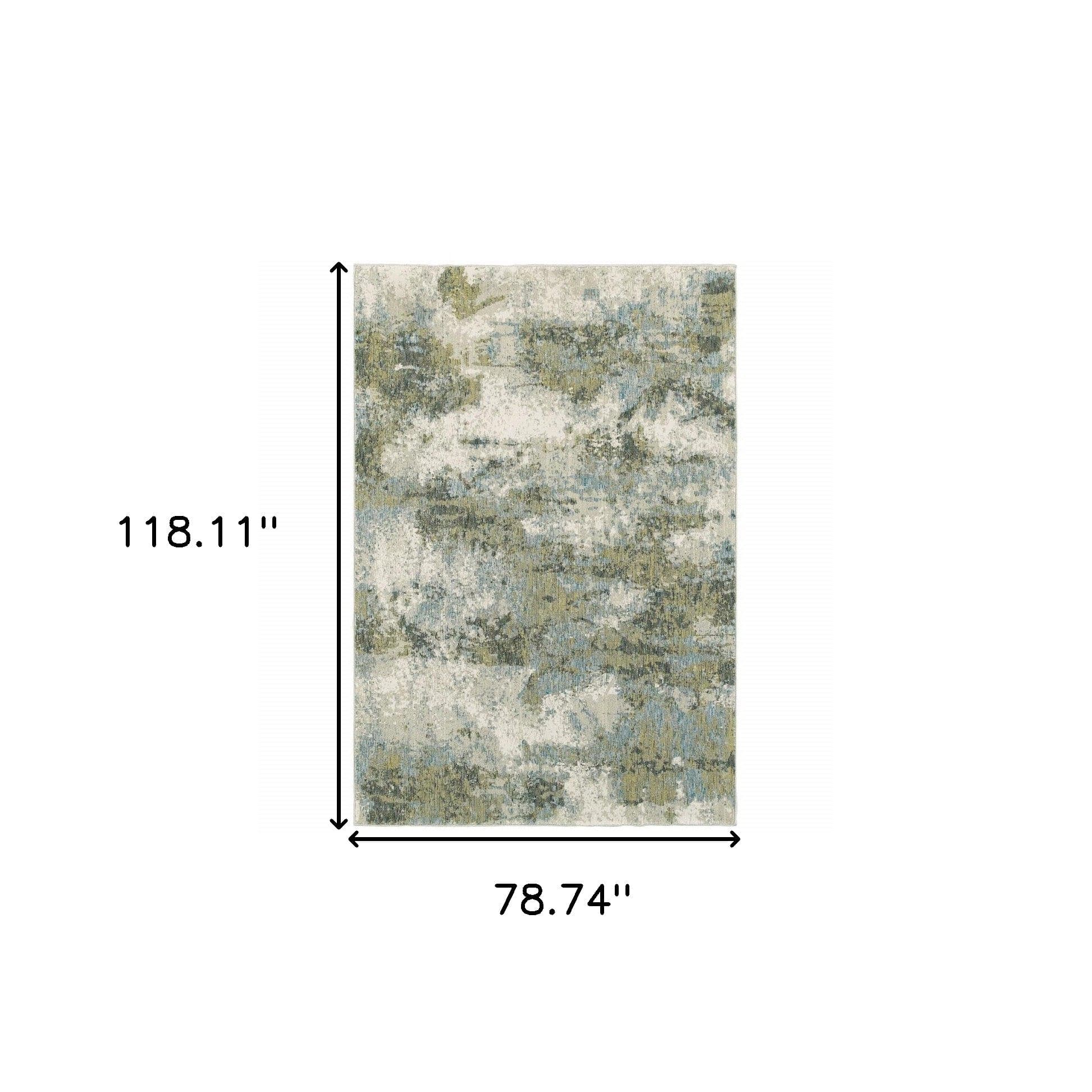 7' X 10' Blue Green Power Loom Area Rug - Homeroots