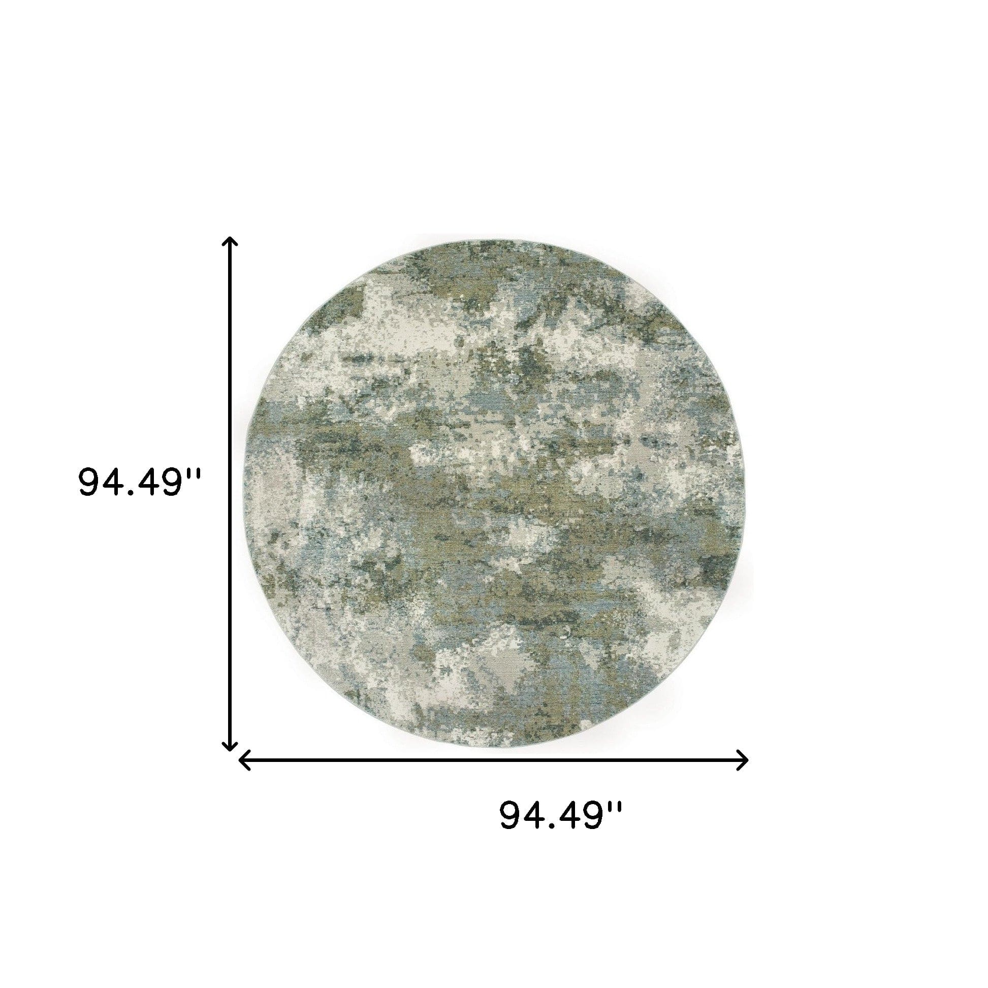 8' Blue Green Round Power Loom Area Rug - Homeroots