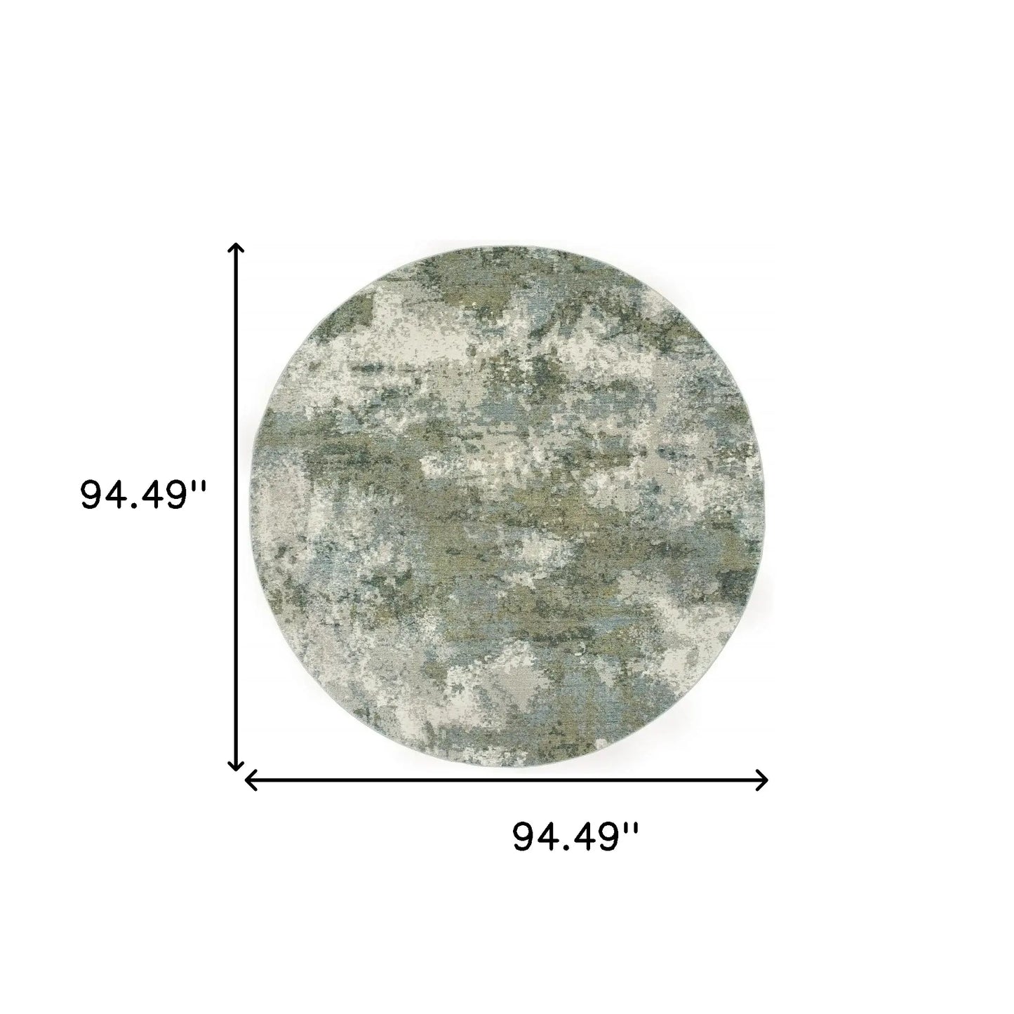 8' Blue Green Round Power Loom Area Rug - Homeroots - Flyclothing LLC