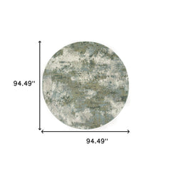 8' Blue Green Round Power Loom Area Rug - Homeroots
