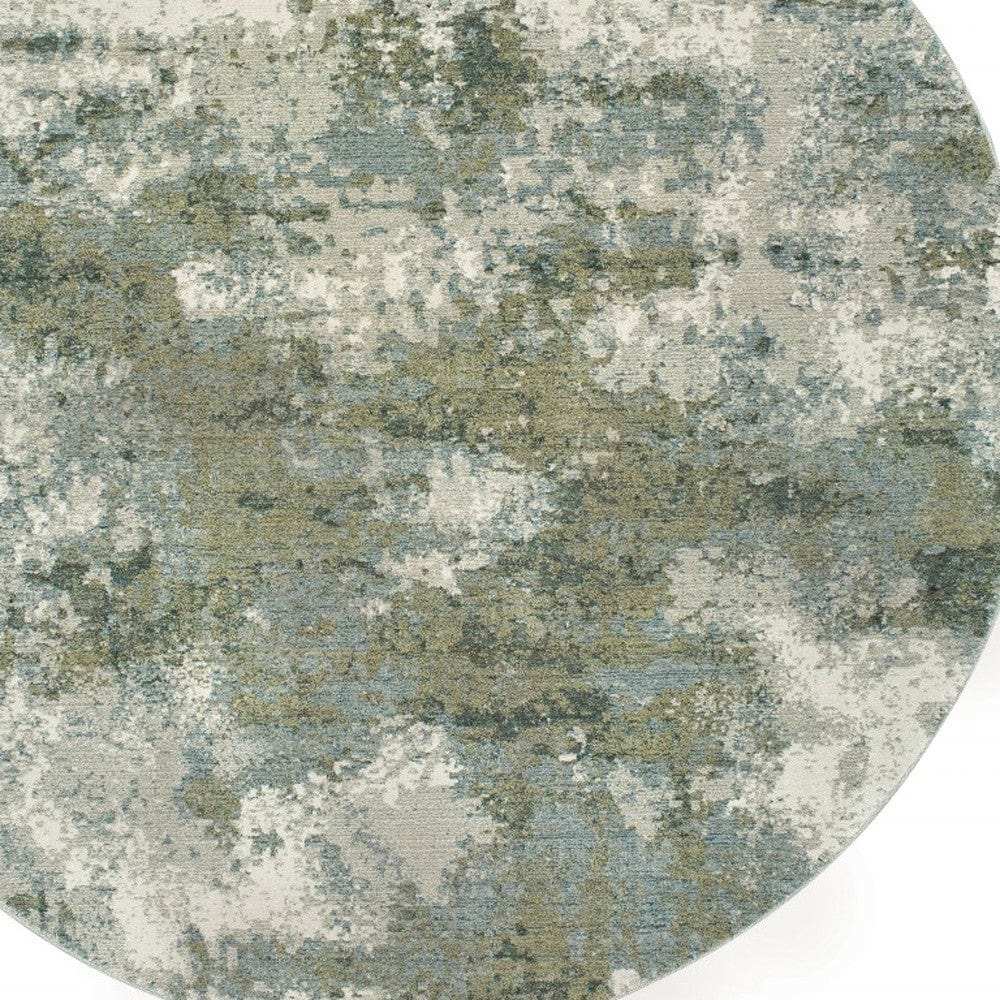 8' Blue Green Round Power Loom Area Rug - Homeroots - Flyclothing LLC