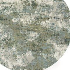 8' Blue Green Round Power Loom Area Rug - Homeroots