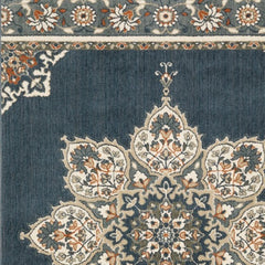 10' X 13' Blue And Beige Floral Medallion Indoor Area Rug