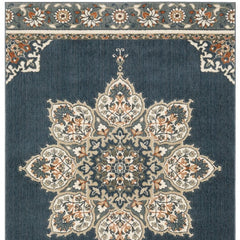 10' X 13' Blue And Beige Floral Medallion Indoor Area Rug