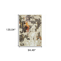 8' X 11' Beige and Black Power Loom Area Rug - Homeroots