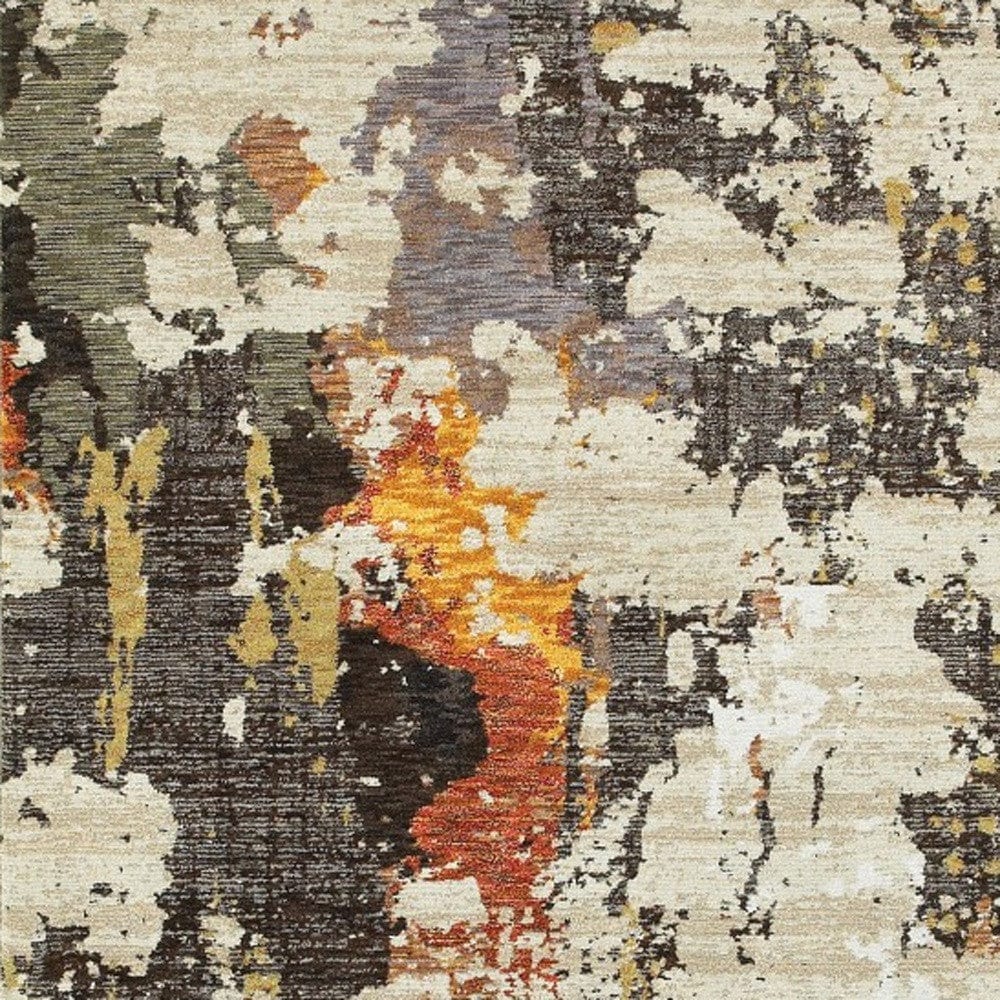 8' X 11' Beige and Black Power Loom Area Rug - Homeroots