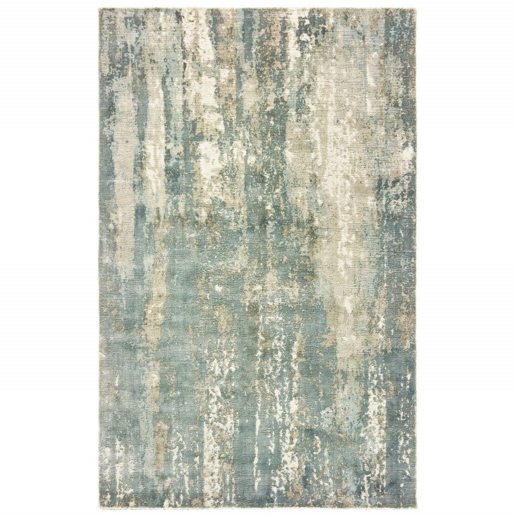 6' X 9' Blue And Gray Abstract Splash Indoor Area Rug - Homeroots