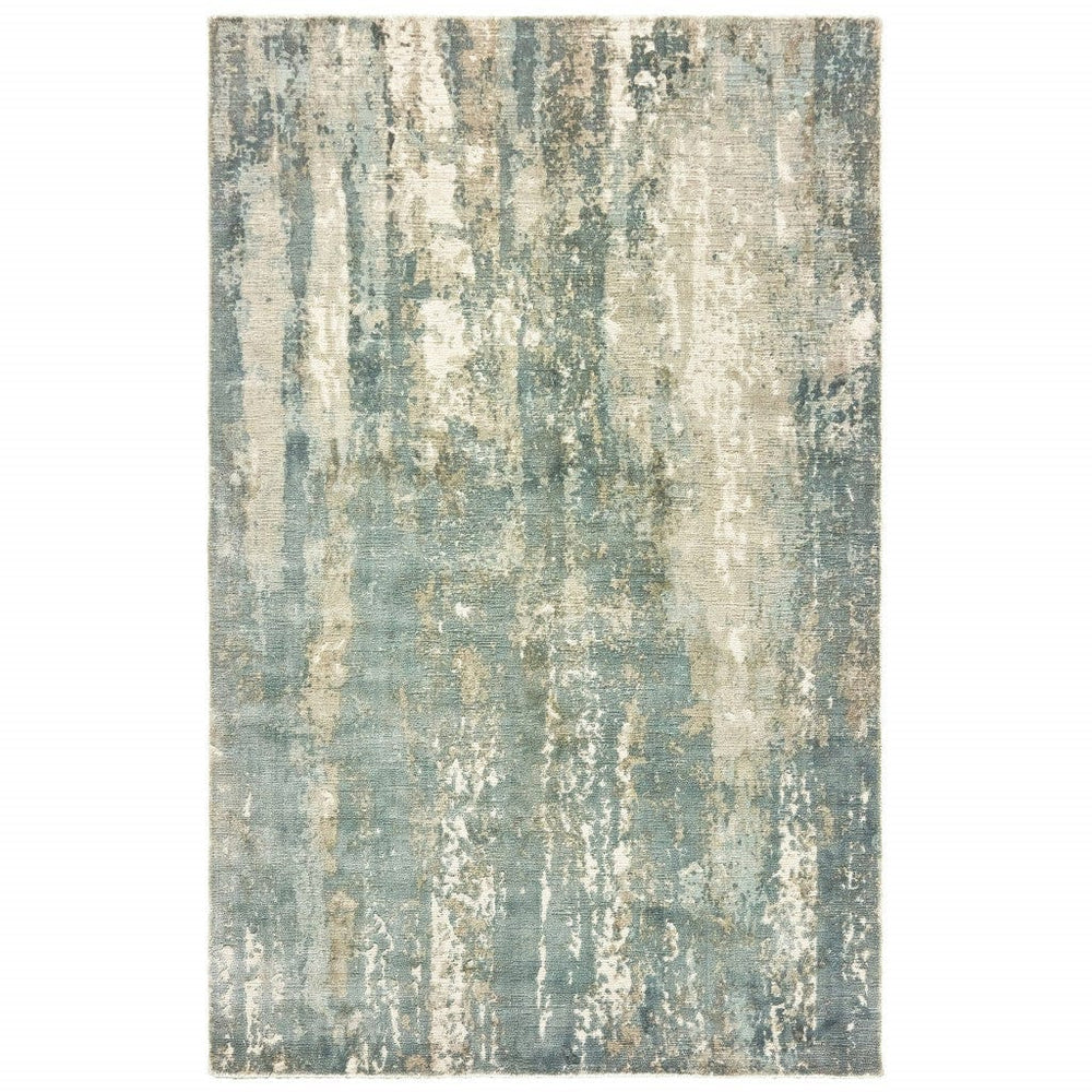 6' X 9' Blue And Gray Abstract Splash Indoor Area Rug - Homeroots