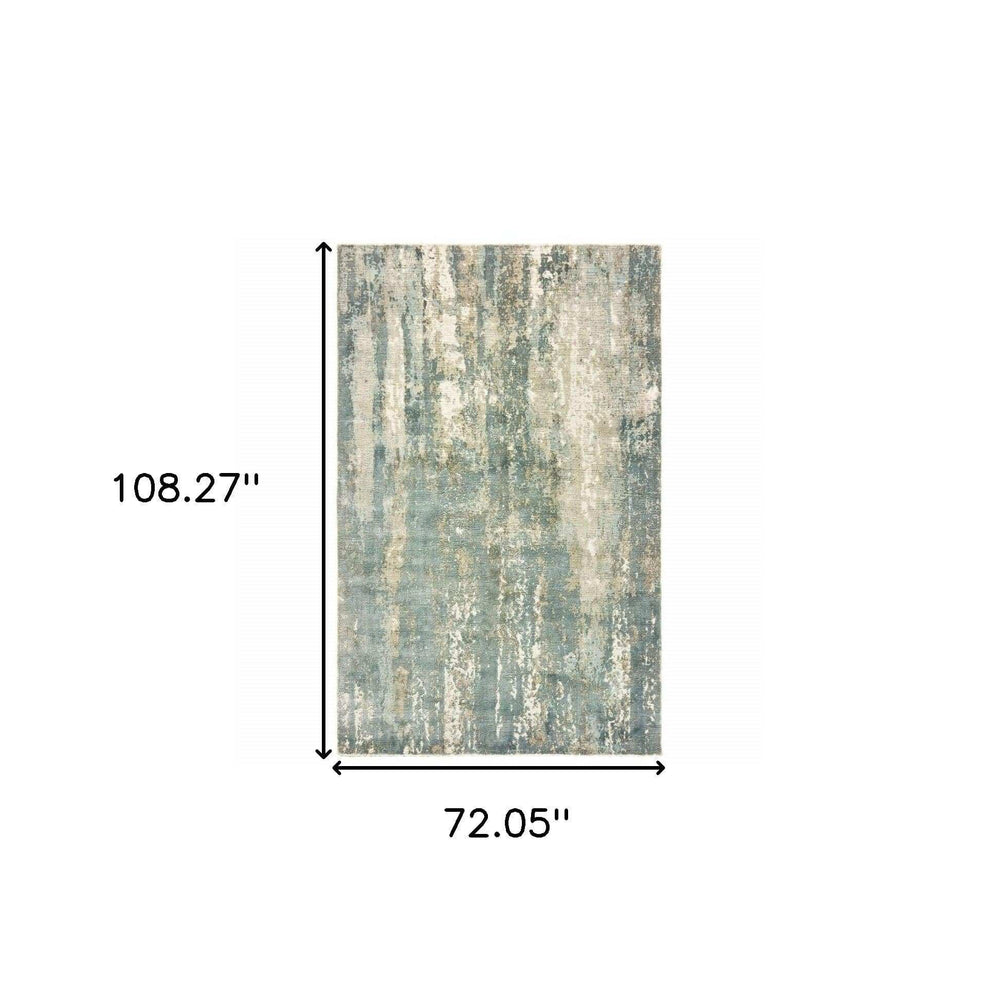 6' X 9' Blue And Gray Abstract Splash Indoor Area Rug - Homeroots - Flyclothing LLC