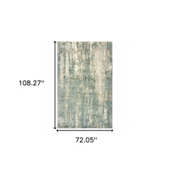 6' X 9' Blue And Gray Abstract Splash Indoor Area Rug - Homeroots