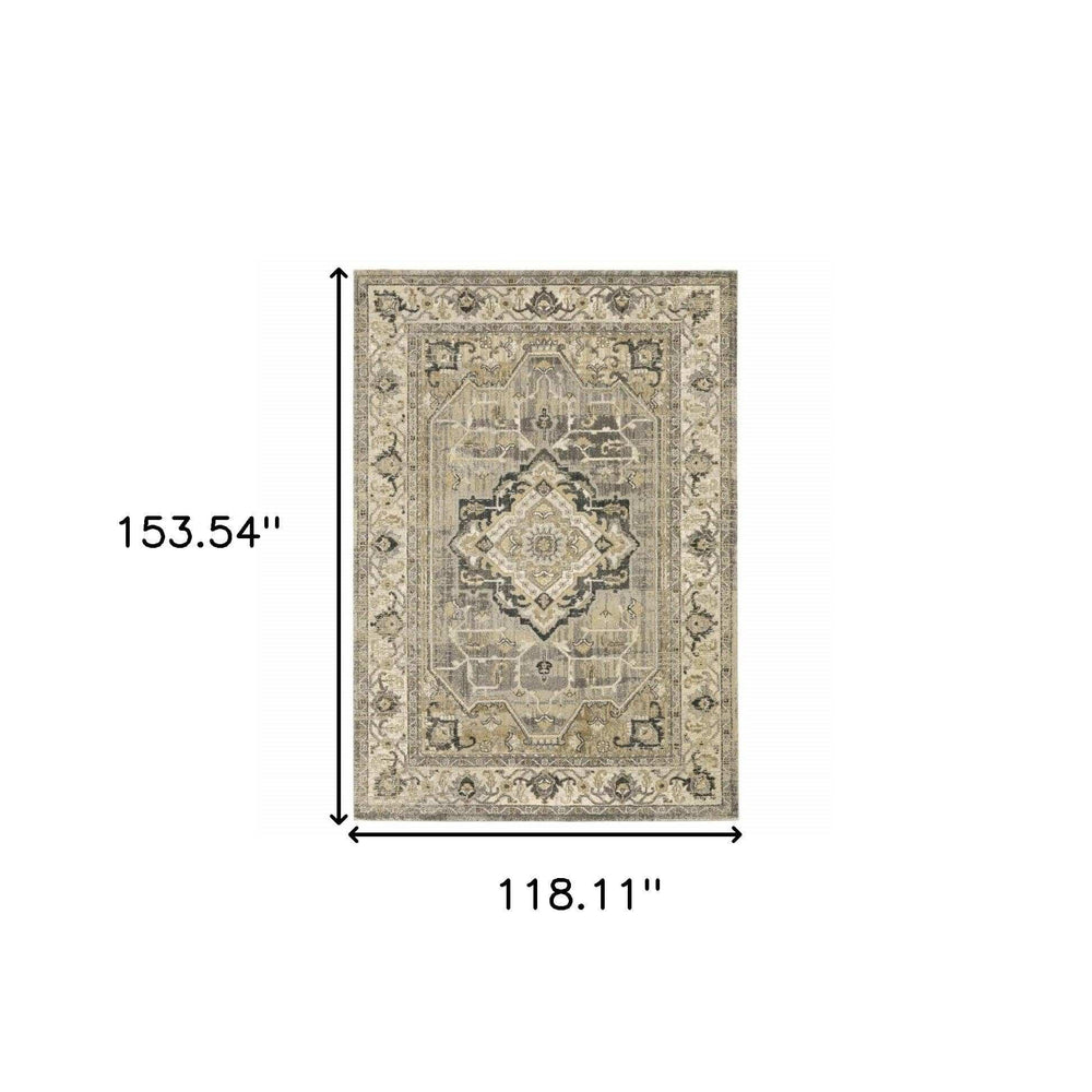 10' X 13' Beige And Gray Traditional Medallion Indoor Area Rug - Homeroots - Flyclothing LLC