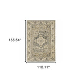 10' X 13' Beige And Gray Traditional Medallion Indoor Area Rug - Homeroots