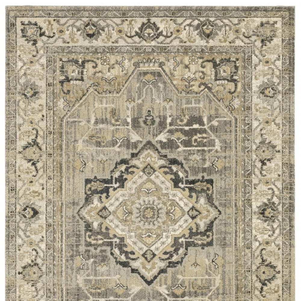 10' X 13' Beige And Gray Traditional Medallion Indoor Area Rug - Homeroots - Flyclothing LLC