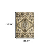 10' X 13' Tan And Gold Central Medallion Indoor Area Rug - Homeroots