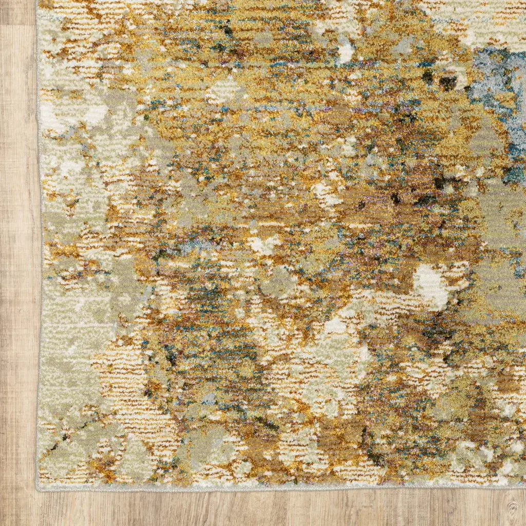 9' X 12' Gold and Ivory Power Loom Area Rug - Homeroots - Flyclothing LLC