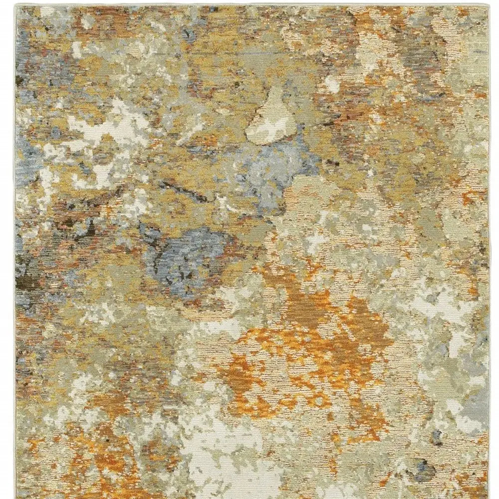 9' X 12' Gold and Ivory Power Loom Area Rug - Homeroots - Flyclothing LLC