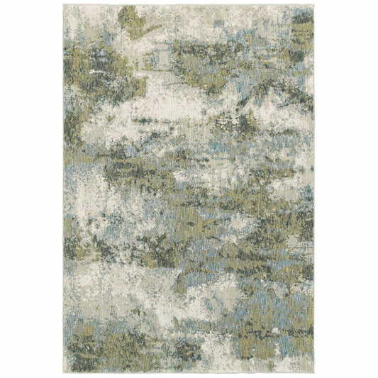 9' X 12' Blue Green Power Loom Area Rug