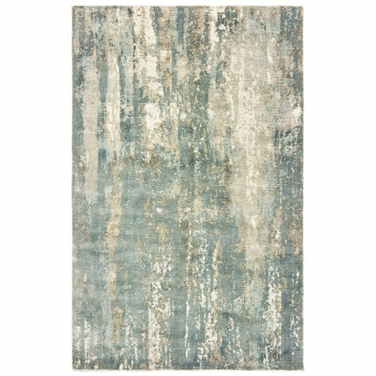 8’ X 10’ Blue And Gray Abstract Splash Indoor Area Rug - Homeroots