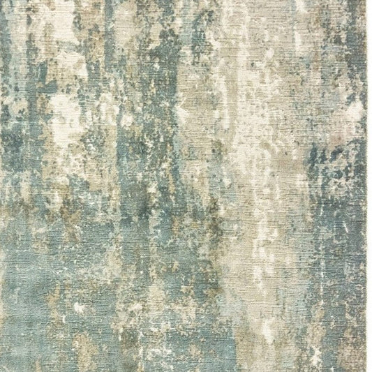 8’ X 10’ Blue And Gray Abstract Splash Indoor Area Rug - Homeroots