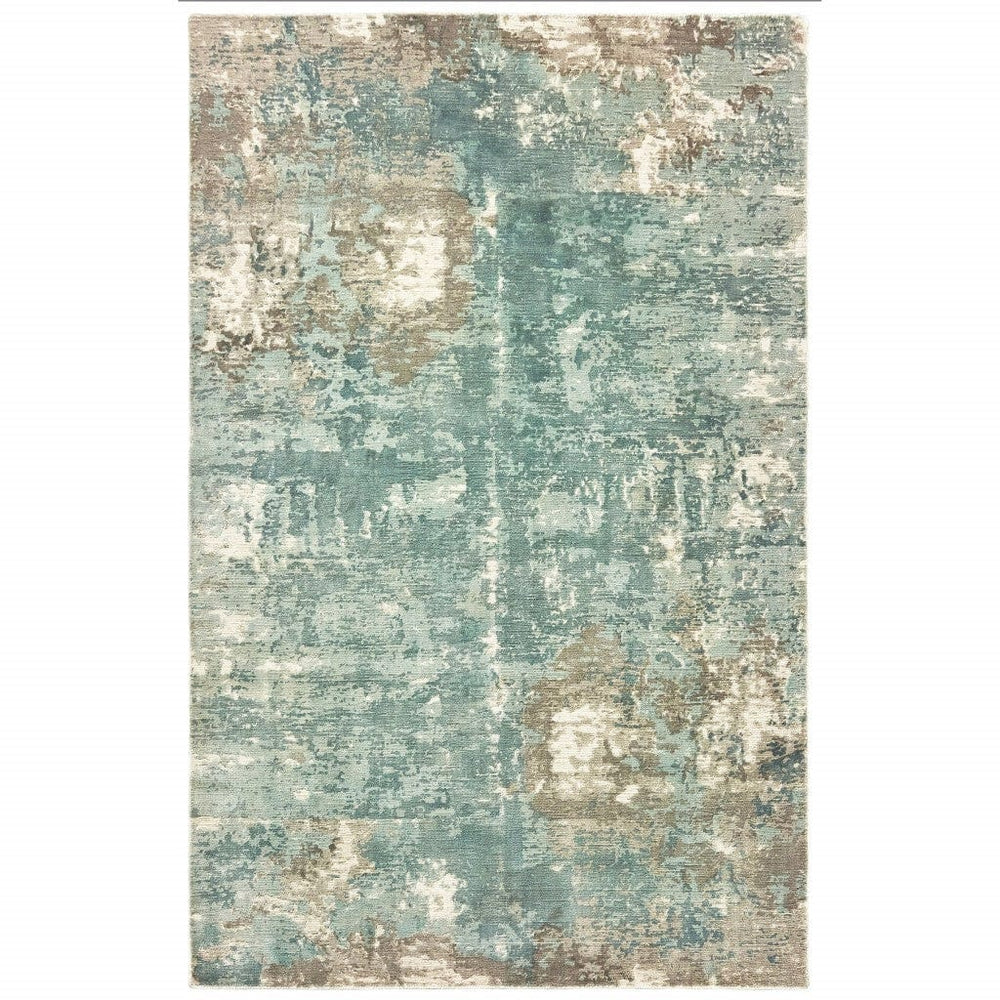 8’ X 10’ Blue And Gray Abstract Pattern Indoor Area Rug - Homeroots