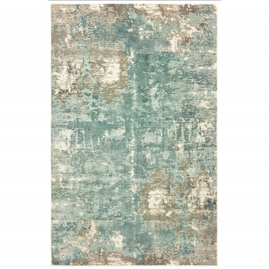 8’ X 10’ Blue And Gray Abstract Pattern Indoor Area Rug - Homeroots