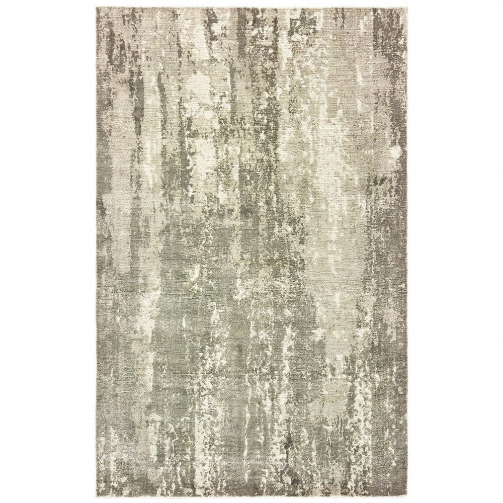 8’ X 10’ Gray And Ivory Abstract Splash Indoor Area Rug - Homeroots