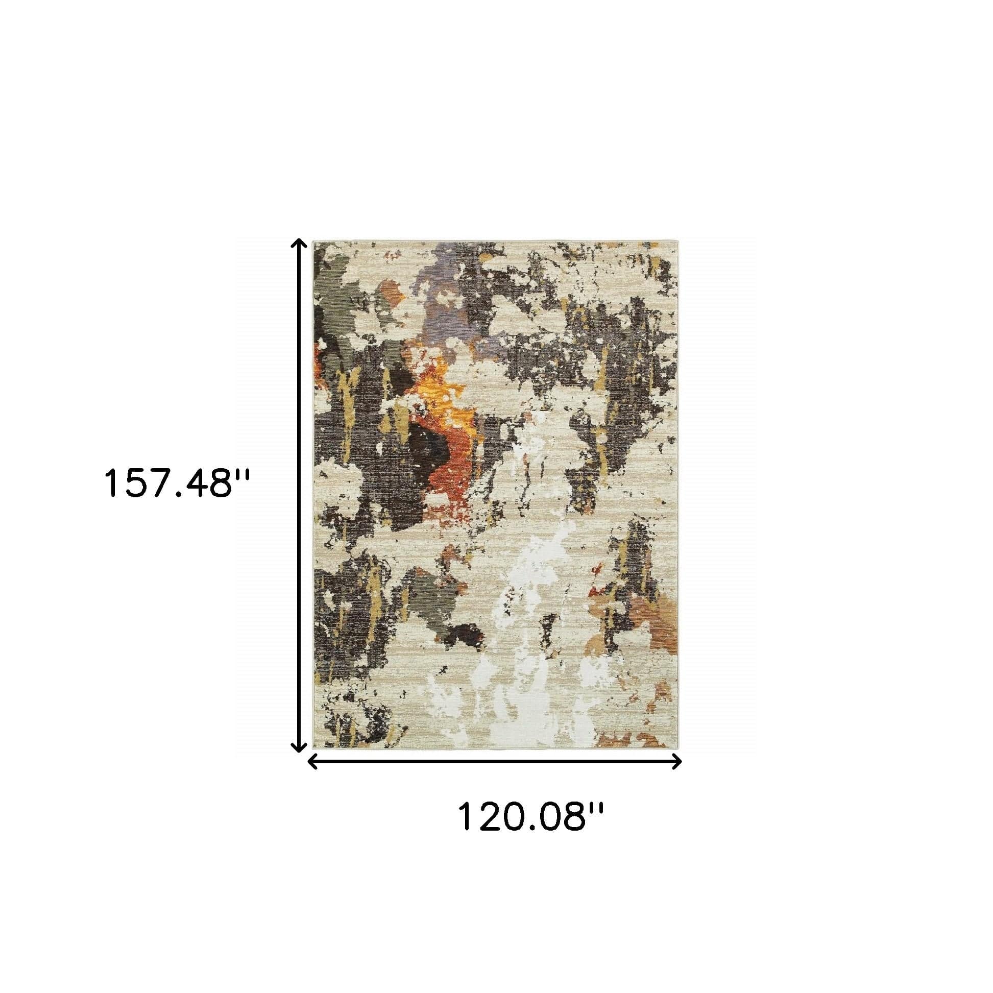 10' X 13' Beige and Black Power Loom Area Rug