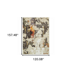 10' X 13' Beige and Black Power Loom Area Rug