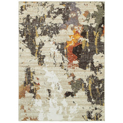 10' X 13' Beige and Black Power Loom Area Rug