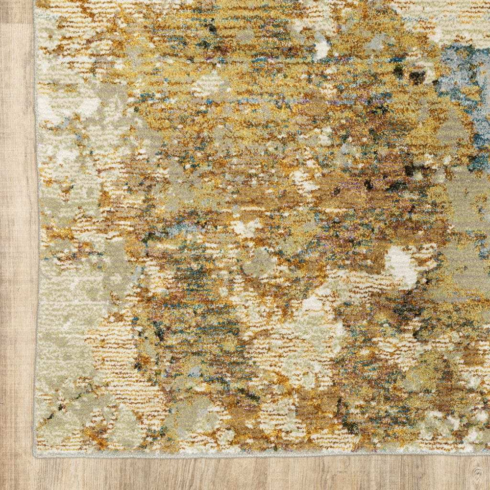 10' X 13' Gold and Ivory Power Loom Area Rug - Homeroots - Flyclothing LLC