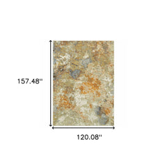 10' X 13' Gold and Ivory Power Loom Area Rug