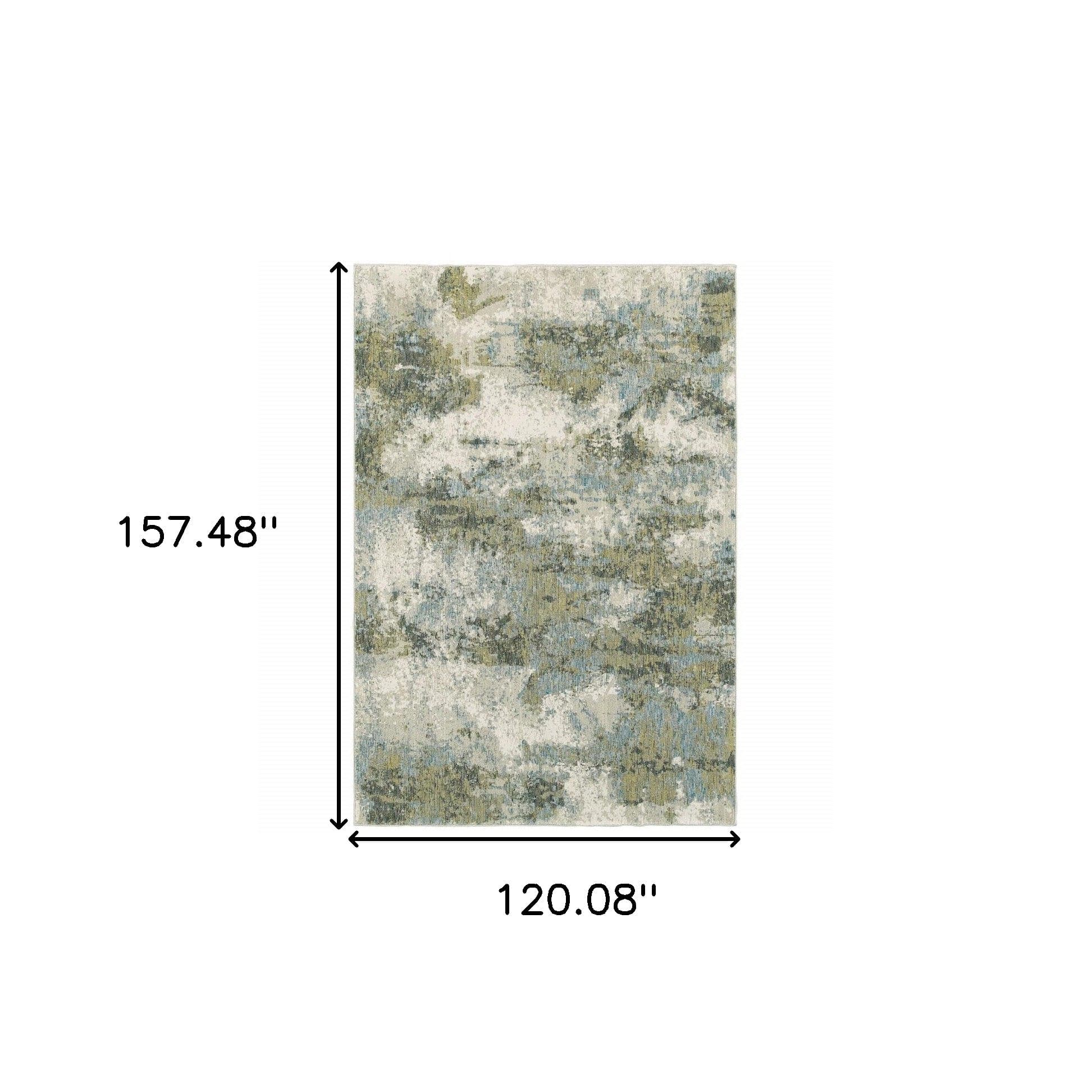 10' X 13' Blue Green Power Loom Area Rug