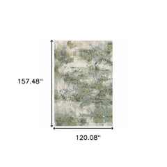 10' X 13' Blue Green Power Loom Area Rug