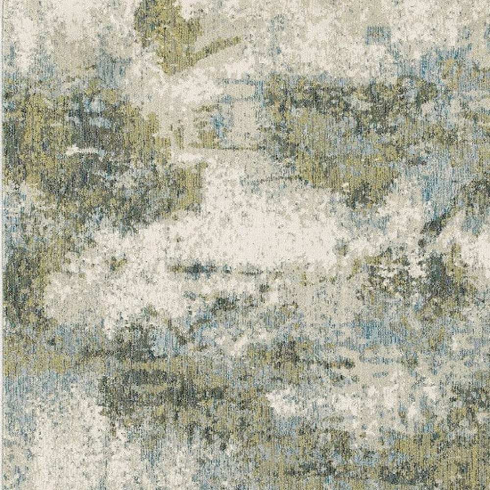 10' X 13' Blue Green Power Loom Area Rug