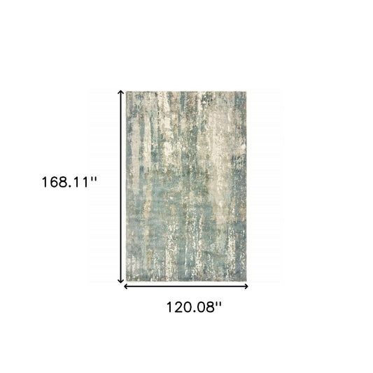 10' X 14' Blue And Gray Abstract Splash Indoor Area Rug - Homeroots